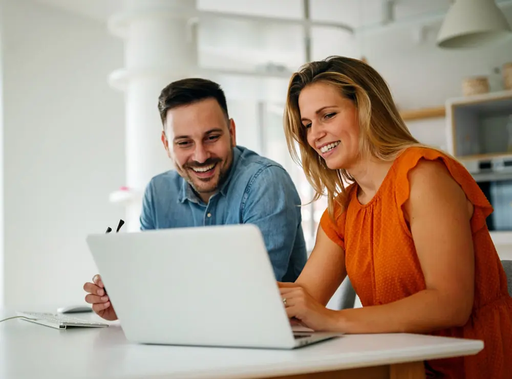 Business owners on laptop